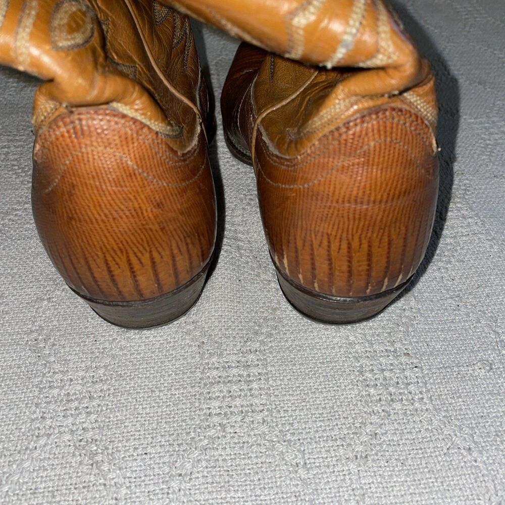 Dan Post Men’s Western Boots Size 9 D Brown Leather Lizard Motif Cowboy Rodeo - Picture 10 of 12